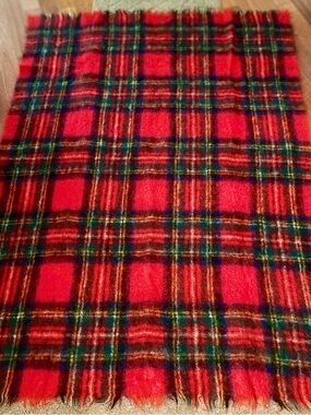 VTG Lan-Air-Cel Mohair Wool Plaid Throw Blanket Scotland Tartan Soft Cozy